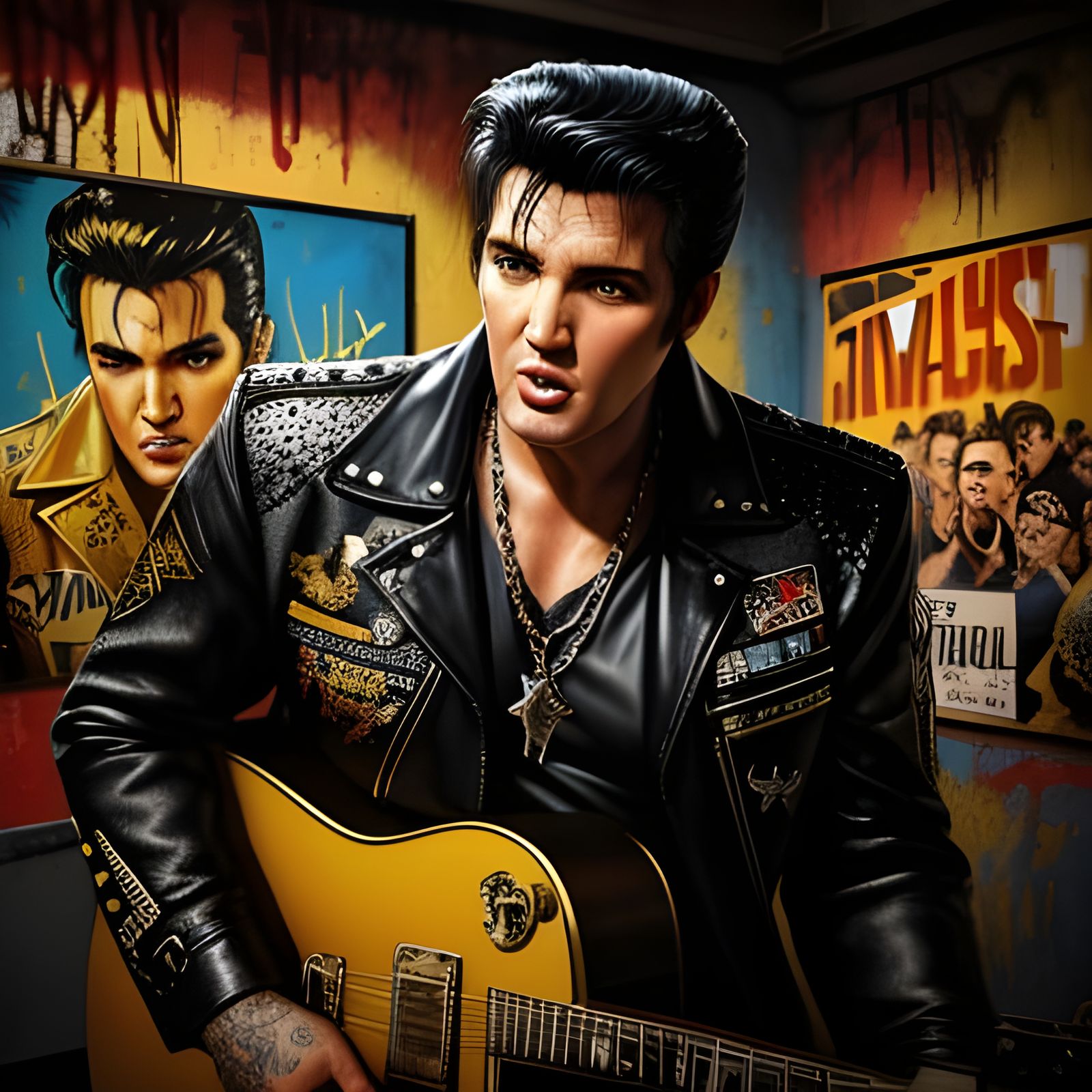Elvis Presley Jailhouse Rock: Hyperrealistic Splash Art
