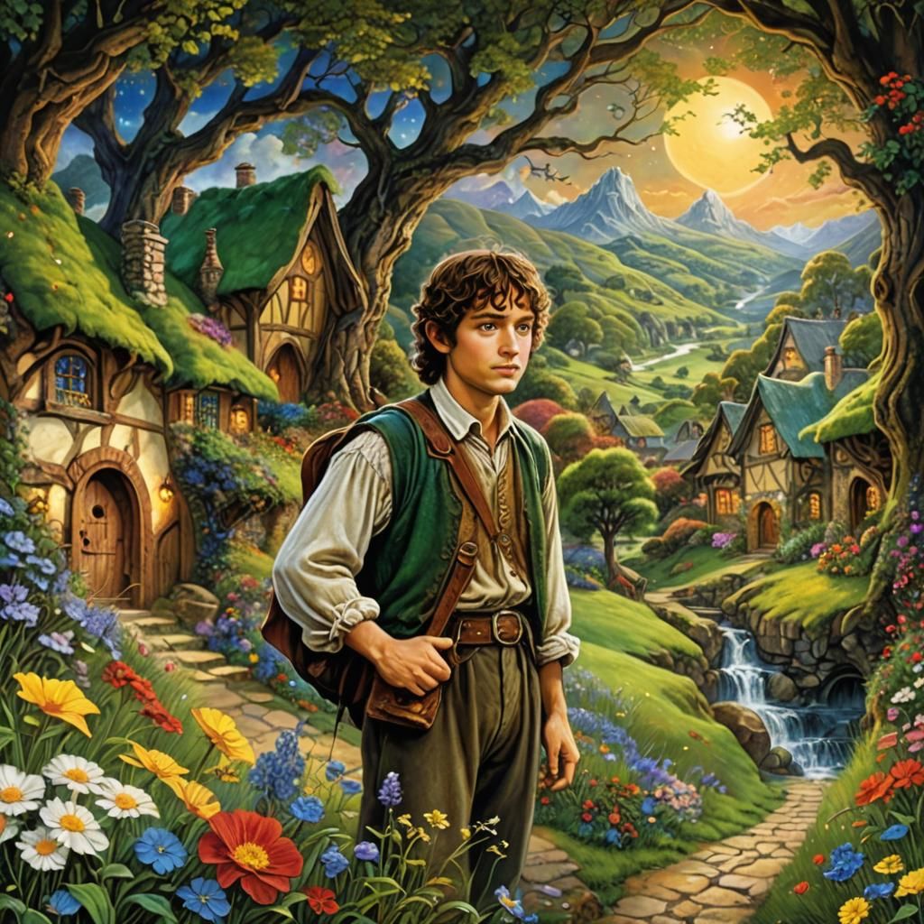 Frodo Baggins in the Shire: A Matte Painting