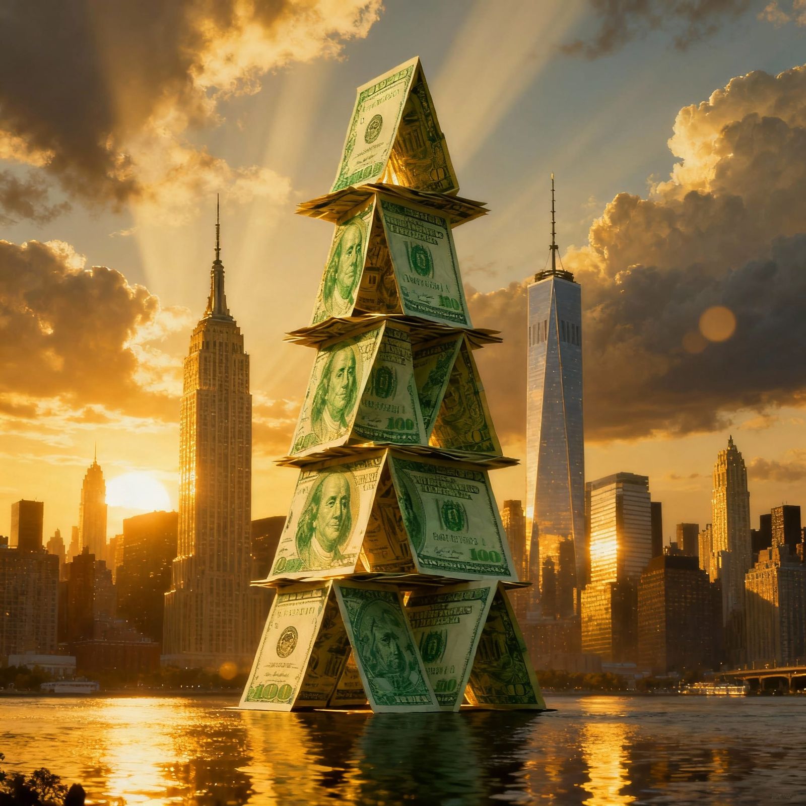 Manhattan Skyline as Delicate House of Cards