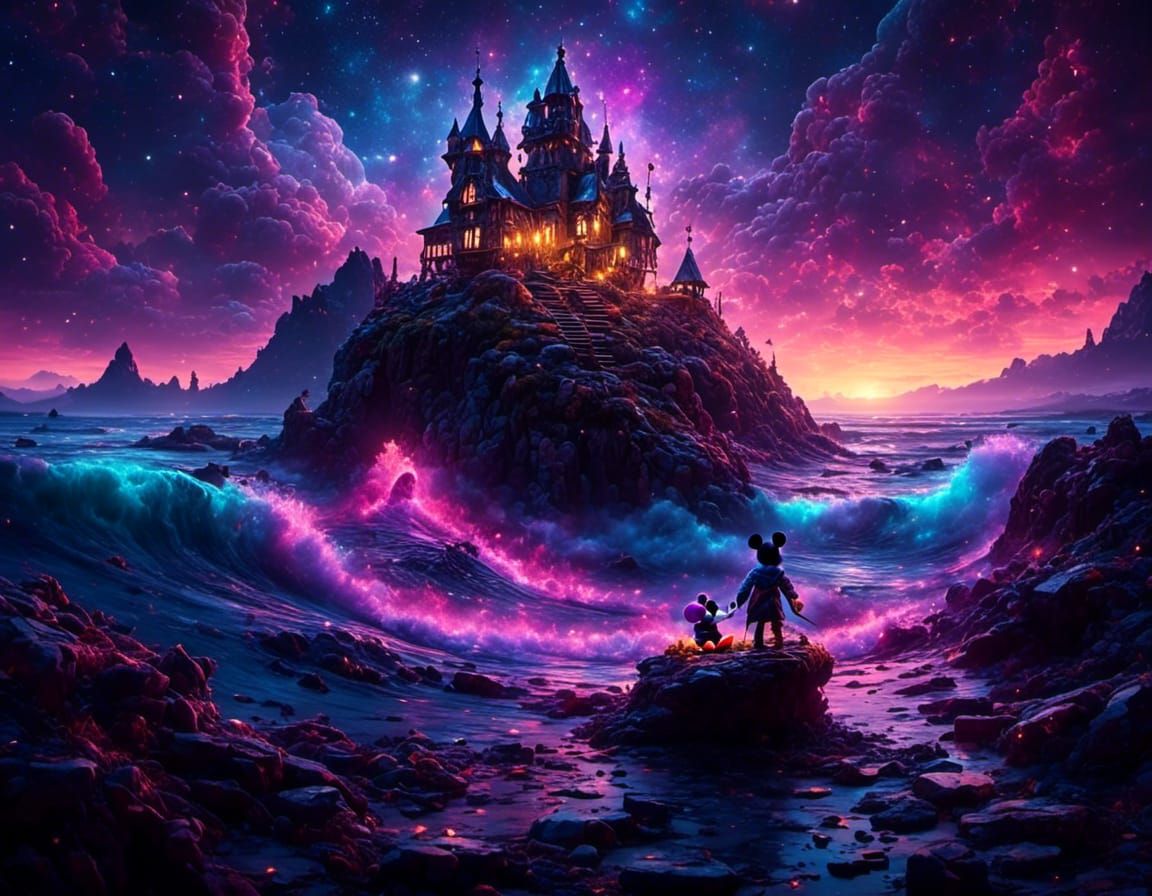 Disney's Fantasia where Mickey Mouse creates huge waves, oth...