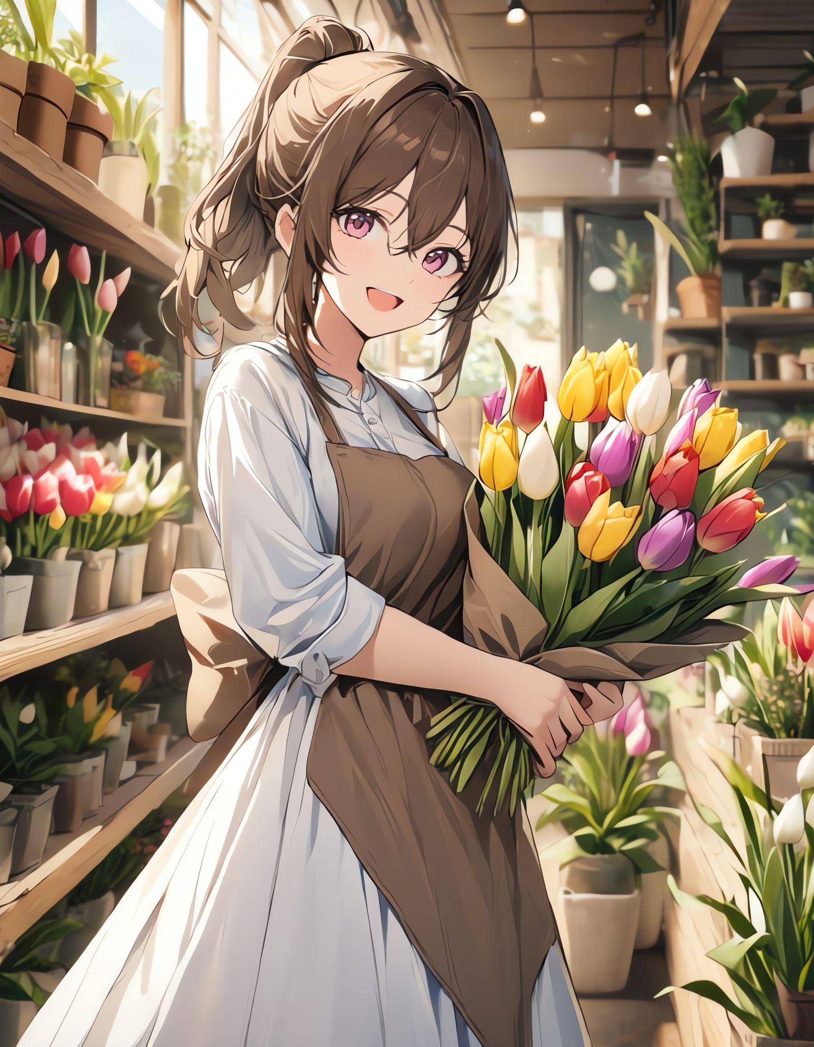 Charming Florist Girl with a Smile