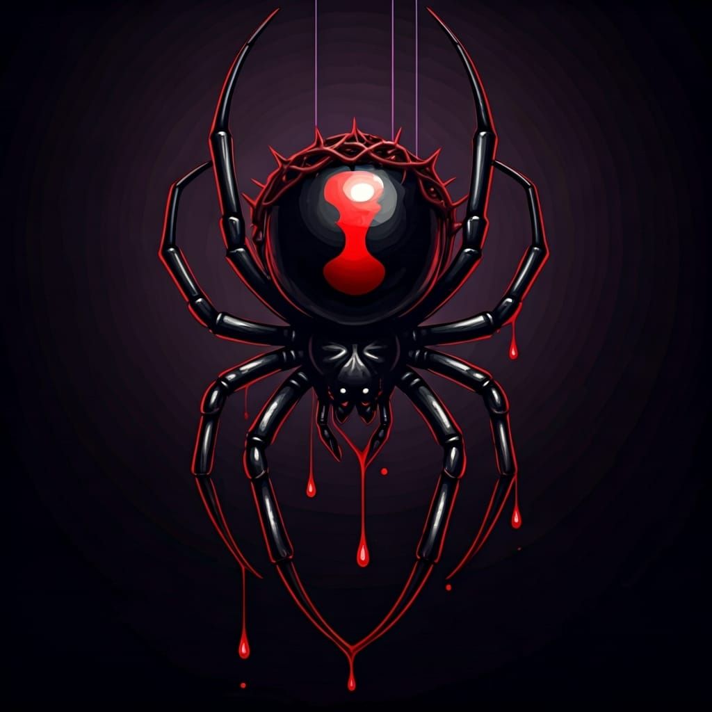 Gothic Black Widow Spider with Thorn Crown