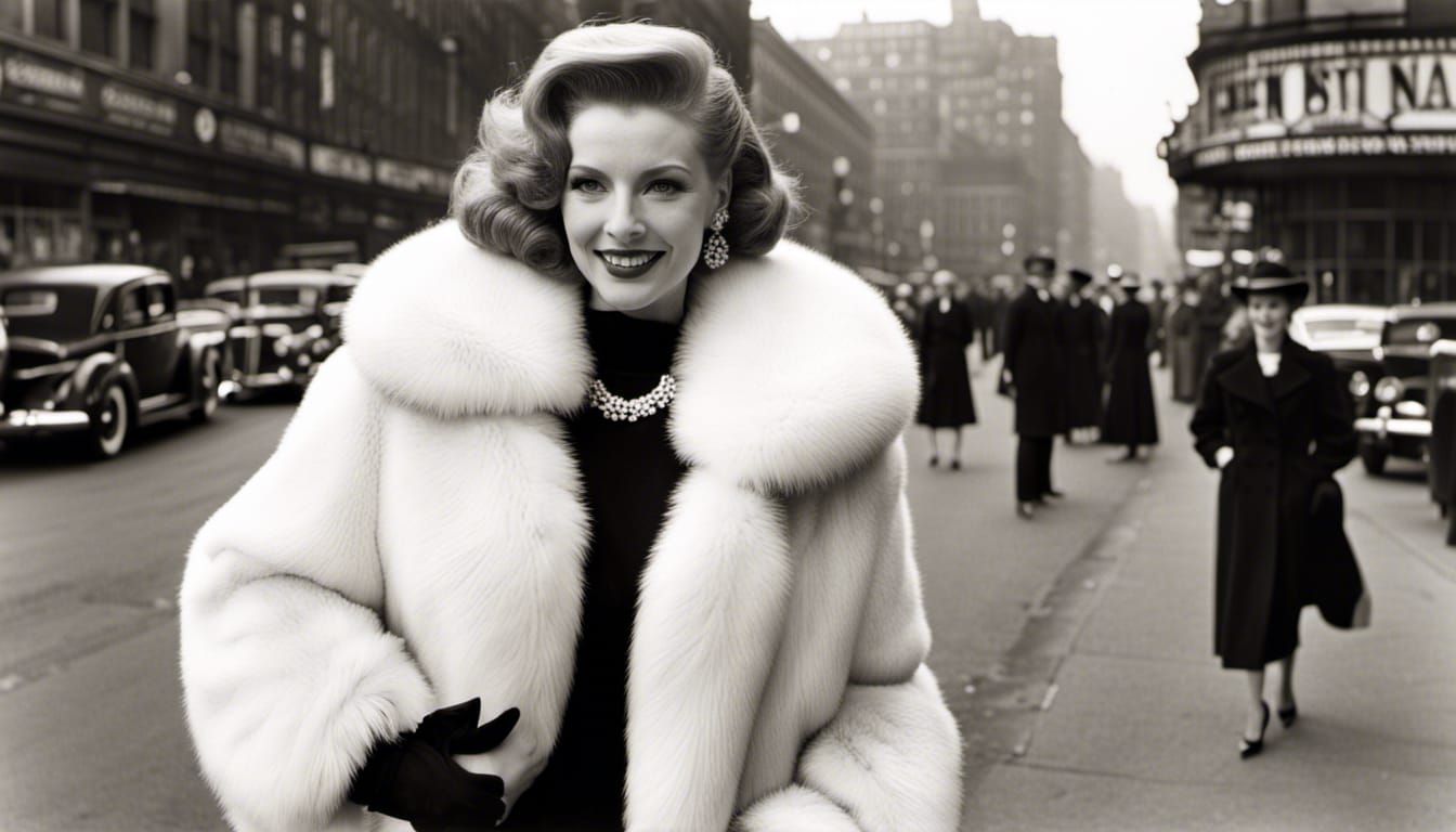 1950s Redhead in Mink Coat, Pop Surrealism