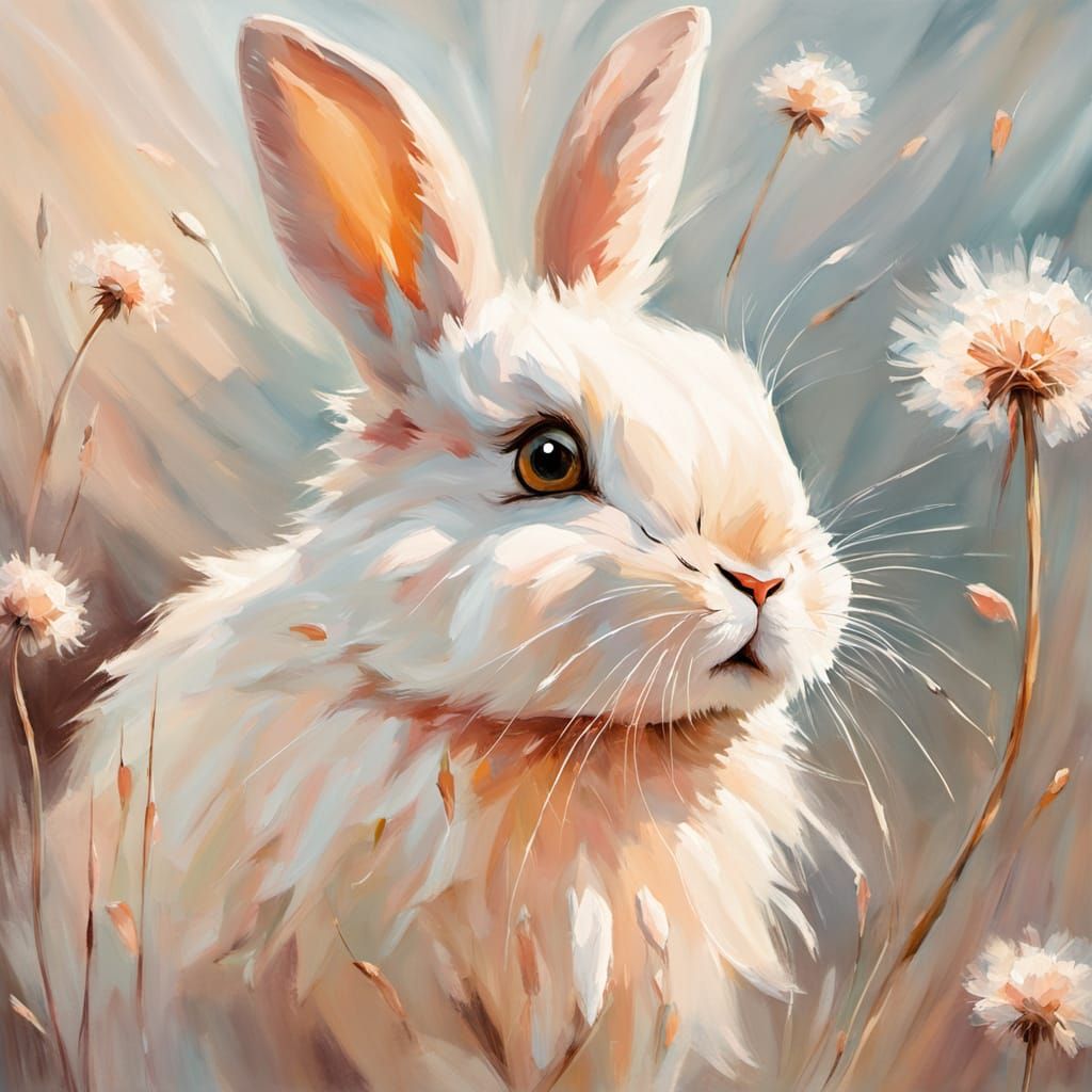Whimsical Impressionist Bunny in a Soft, Dreamy Light