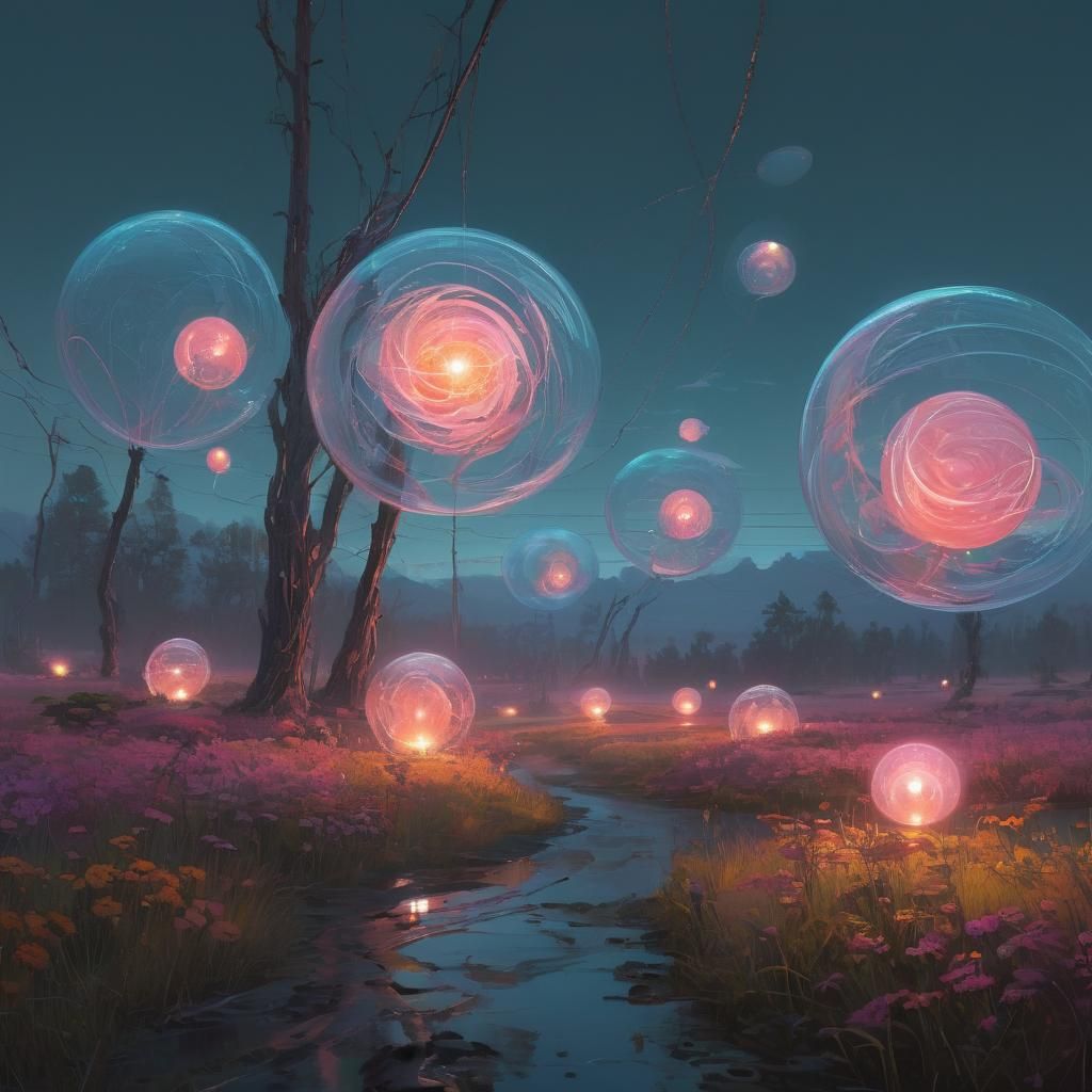 Ethereal Orbs in Swirling Floral Aura