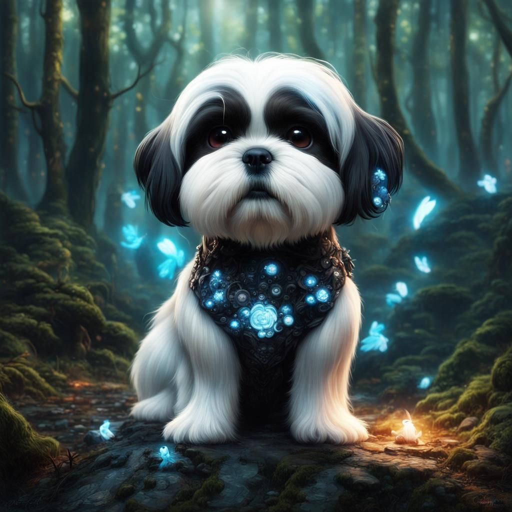 Lhasa Apso in Avatar-Inspired Magical Forest