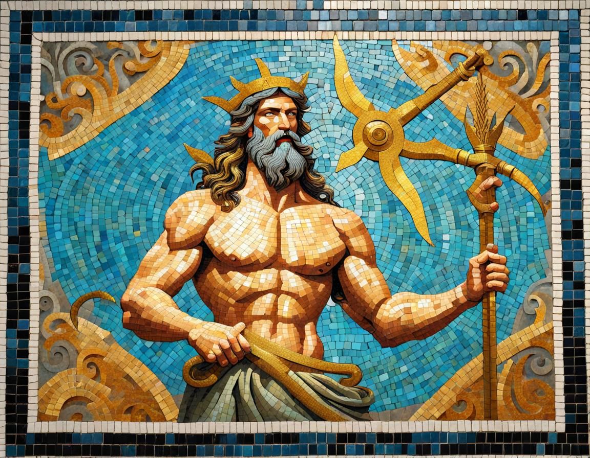 Mosaic of the Sea God Poseidon