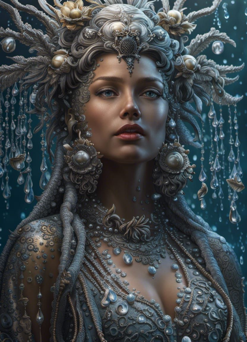 Sea Nymph Emerges: Hyperdetailed Portrait in Sunlight