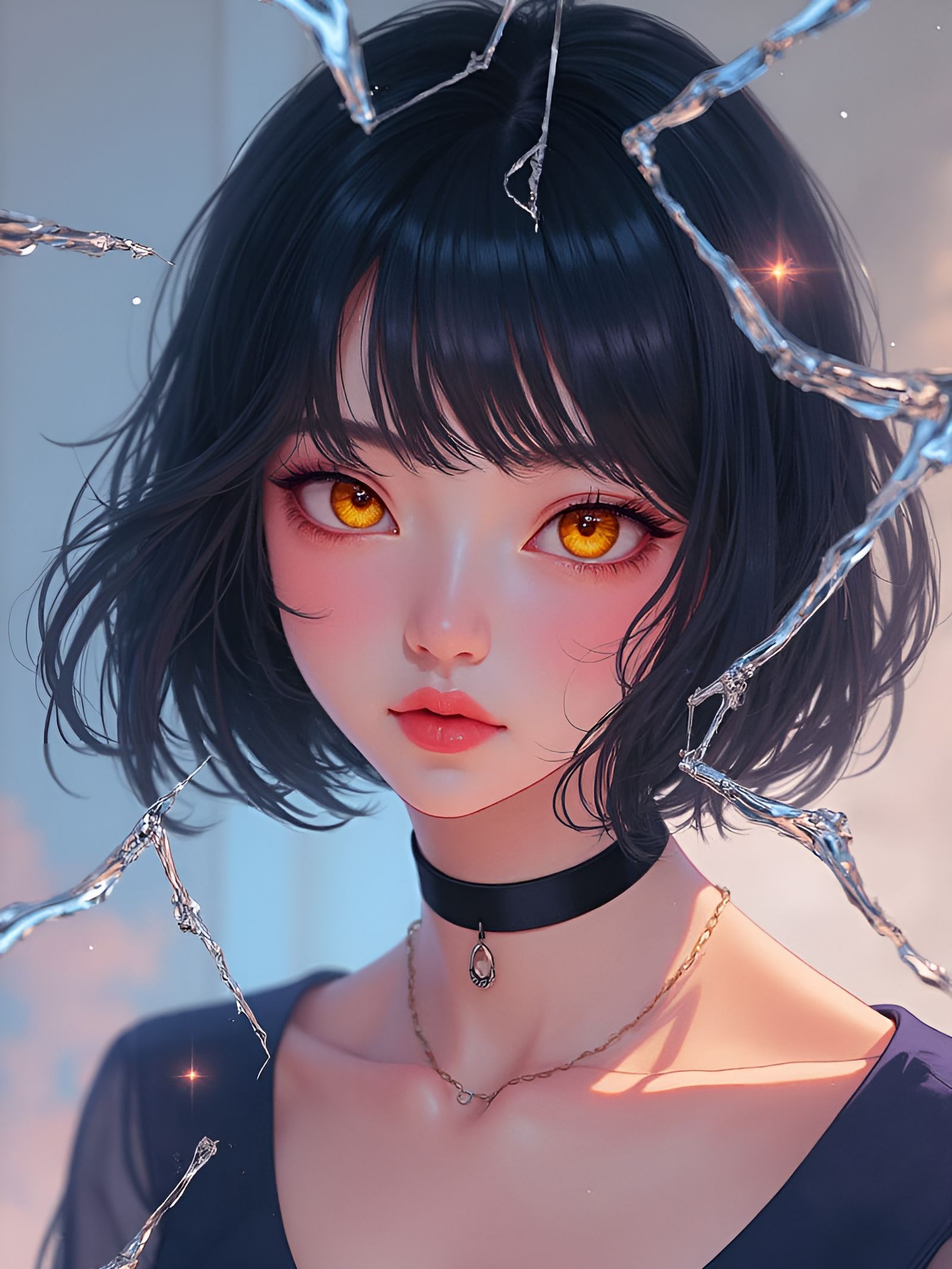 Shattered Reflections: Asian Woman in Anime Style