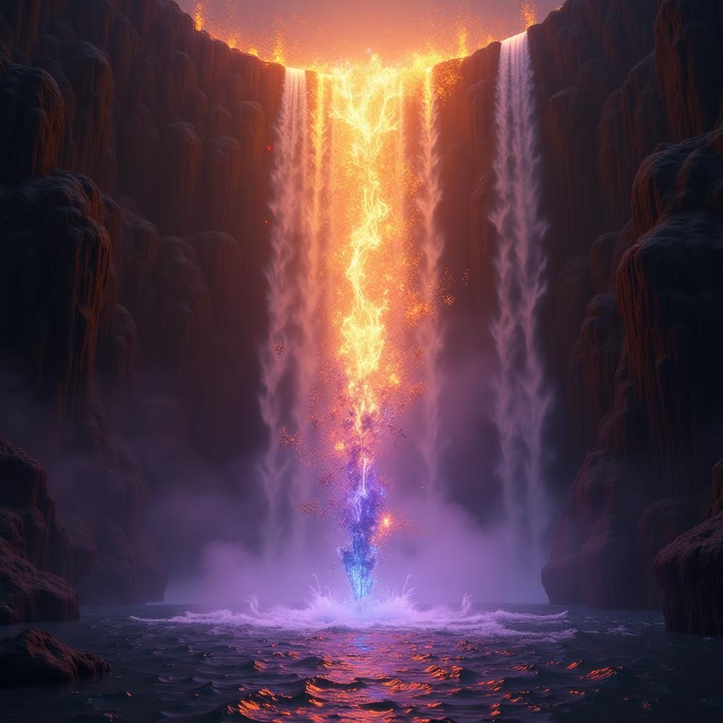 Fire and Water Fusion in Dark Fantasy Style