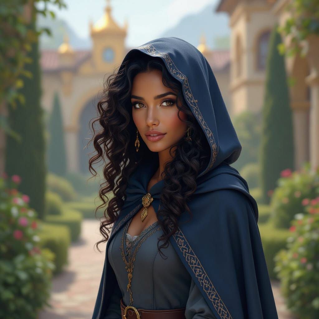 Striking Witch in Magical School Courtyard