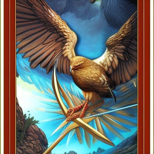 Legendary Bird Warrior in Comic Book Style