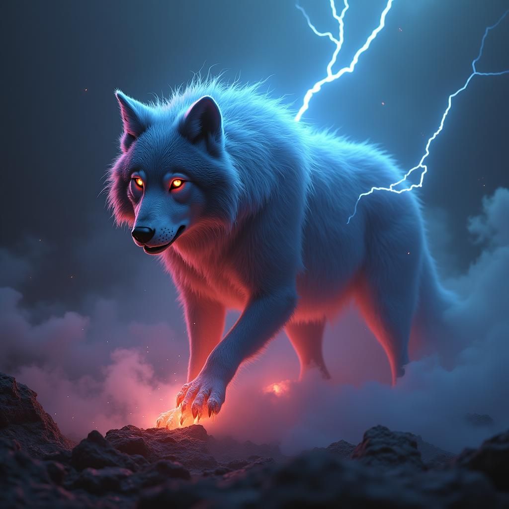 Electric Werewolf in Mystical Fog: Concept Art
