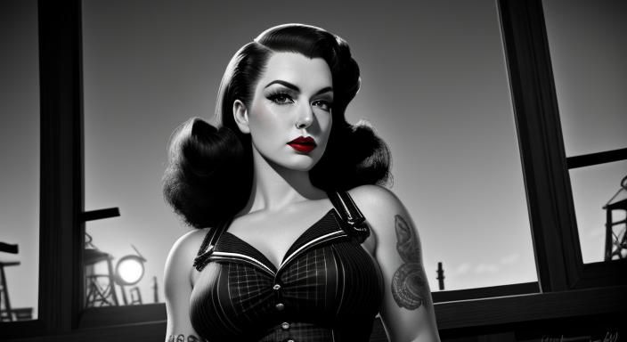 Hyperrealistic 1940s Pinup Girl in Cinematic Style
