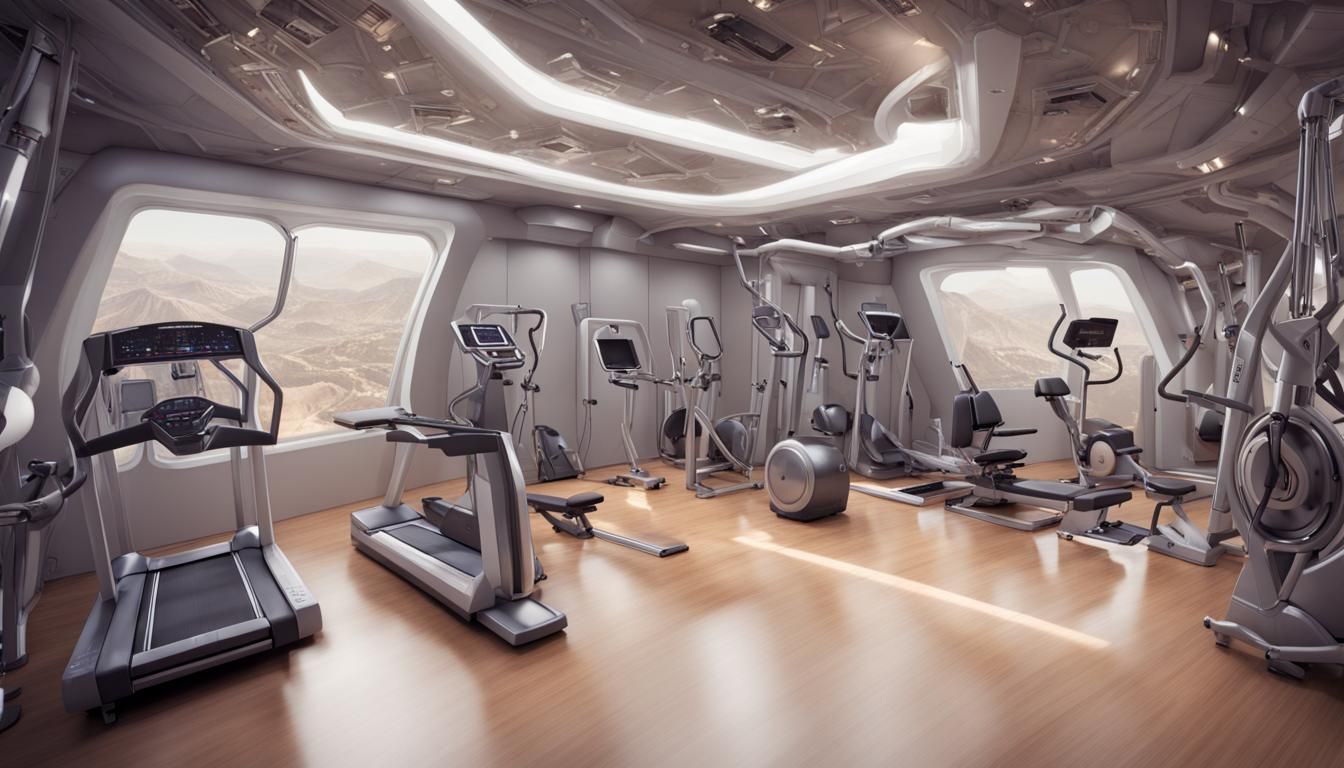 Futuristic Gym in Spaceship Interior