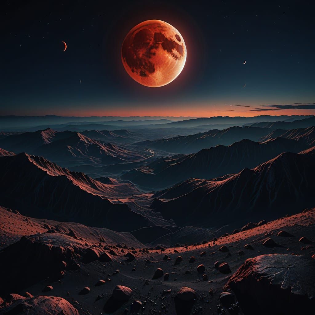 Cinematic Blood Moon in Hyperrealistic Style