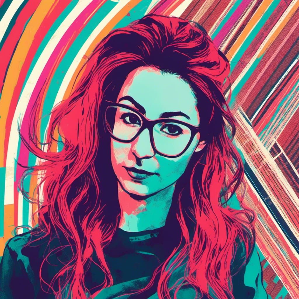 Pop Art Portrait in Geometric Bauhaus Style