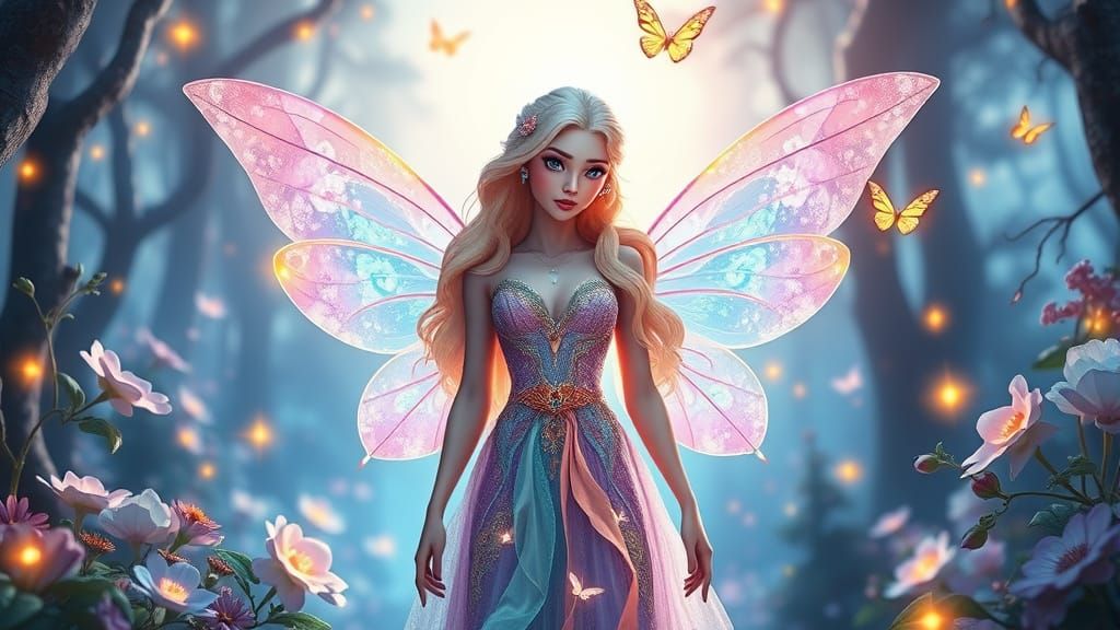 Beautiful Fairy Woman in a Magical Forest: 3D Fantasy Art