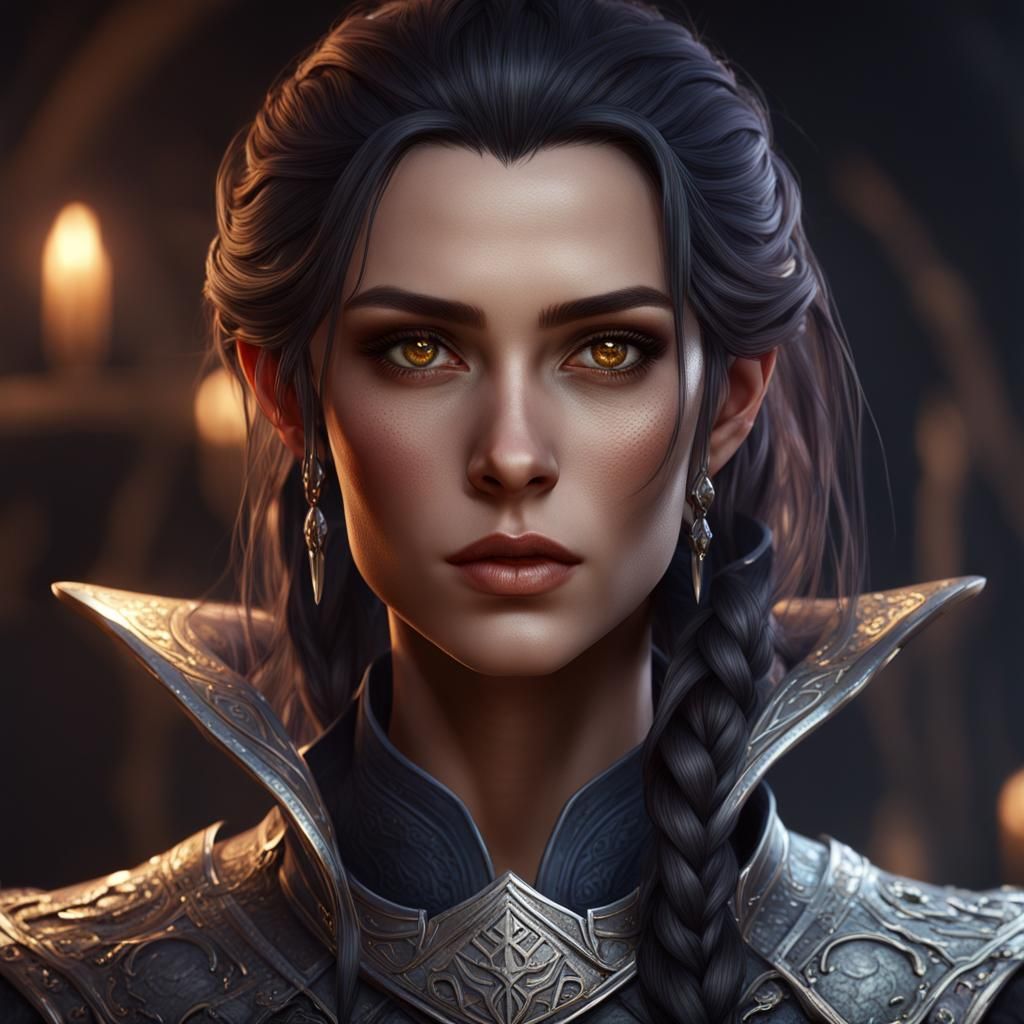 Half-Elf Warlock Portrait Concept Art