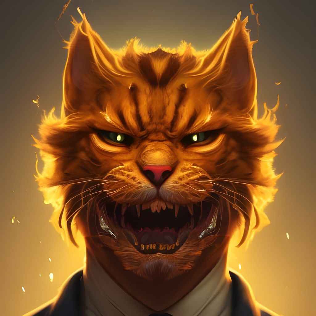 Demonic Garfield Portrait in Detailed Digital Art
