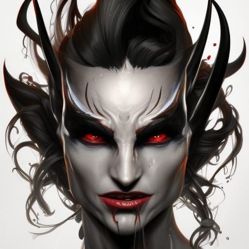 Devil Symbiote Portrait in Hyperdetailed Style