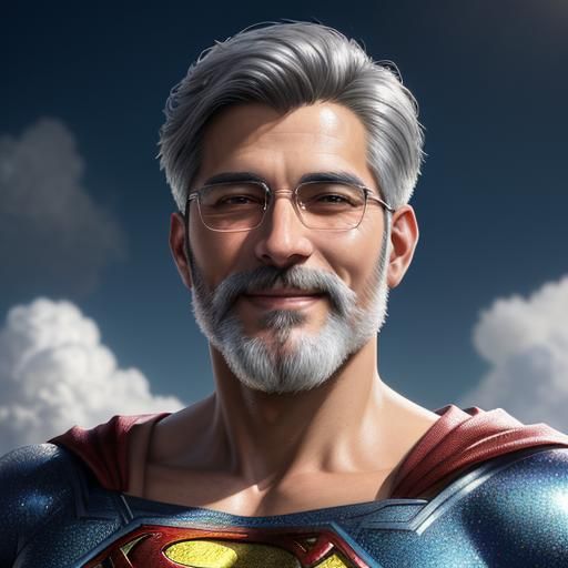 Handsome Silver-Haired Superman in Alcohol Ink Style