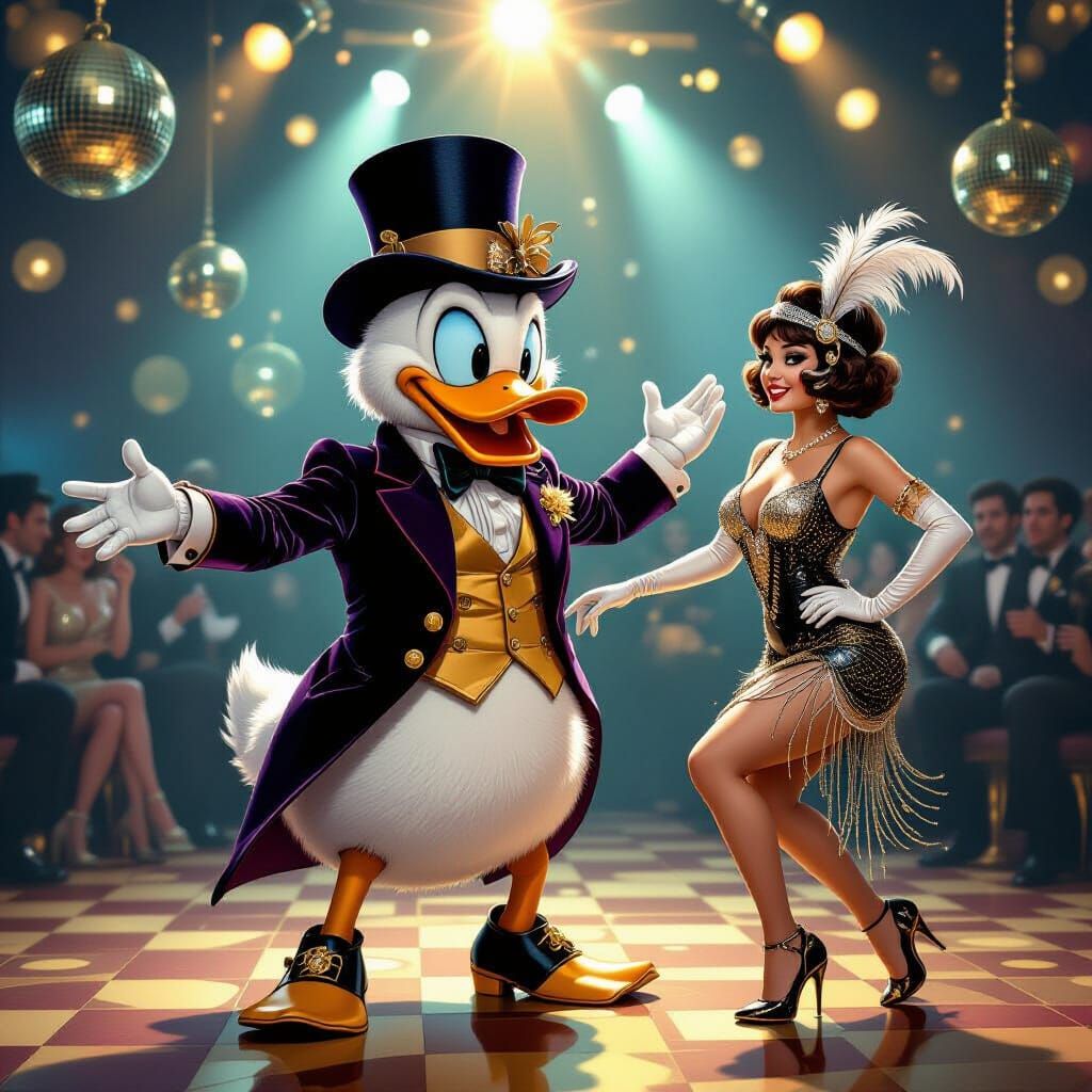 Steampunk Scrooge Dances at 1970s Disco