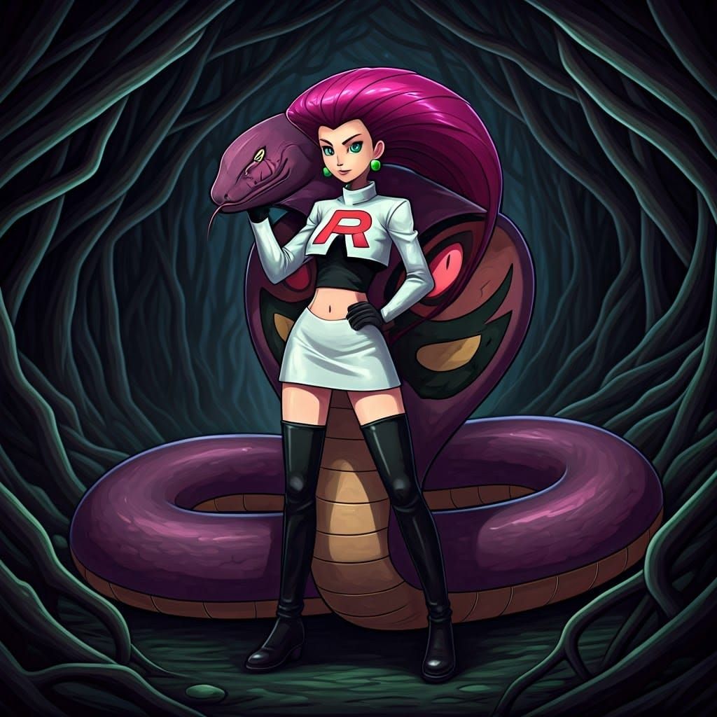 Gothic Fantasy Portrait of Jessie and Her Arbok
