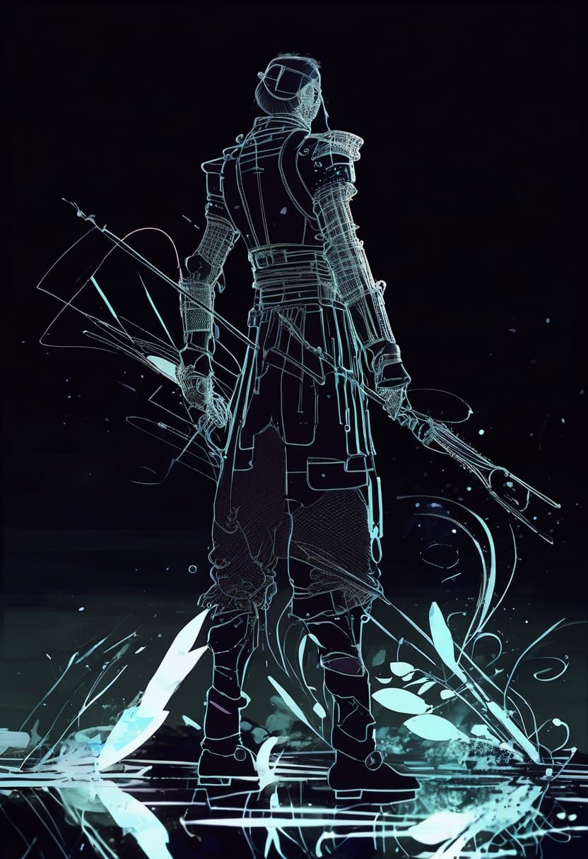 Digital Anime-Inspired Art with Bold Brushstrokes