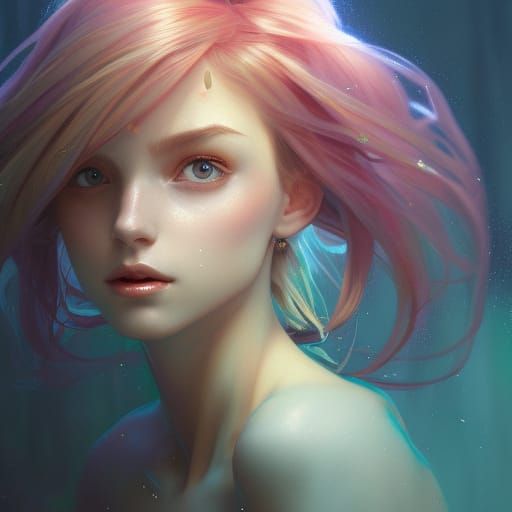 Detailed Fairy Portrait in Art Nouveau Style