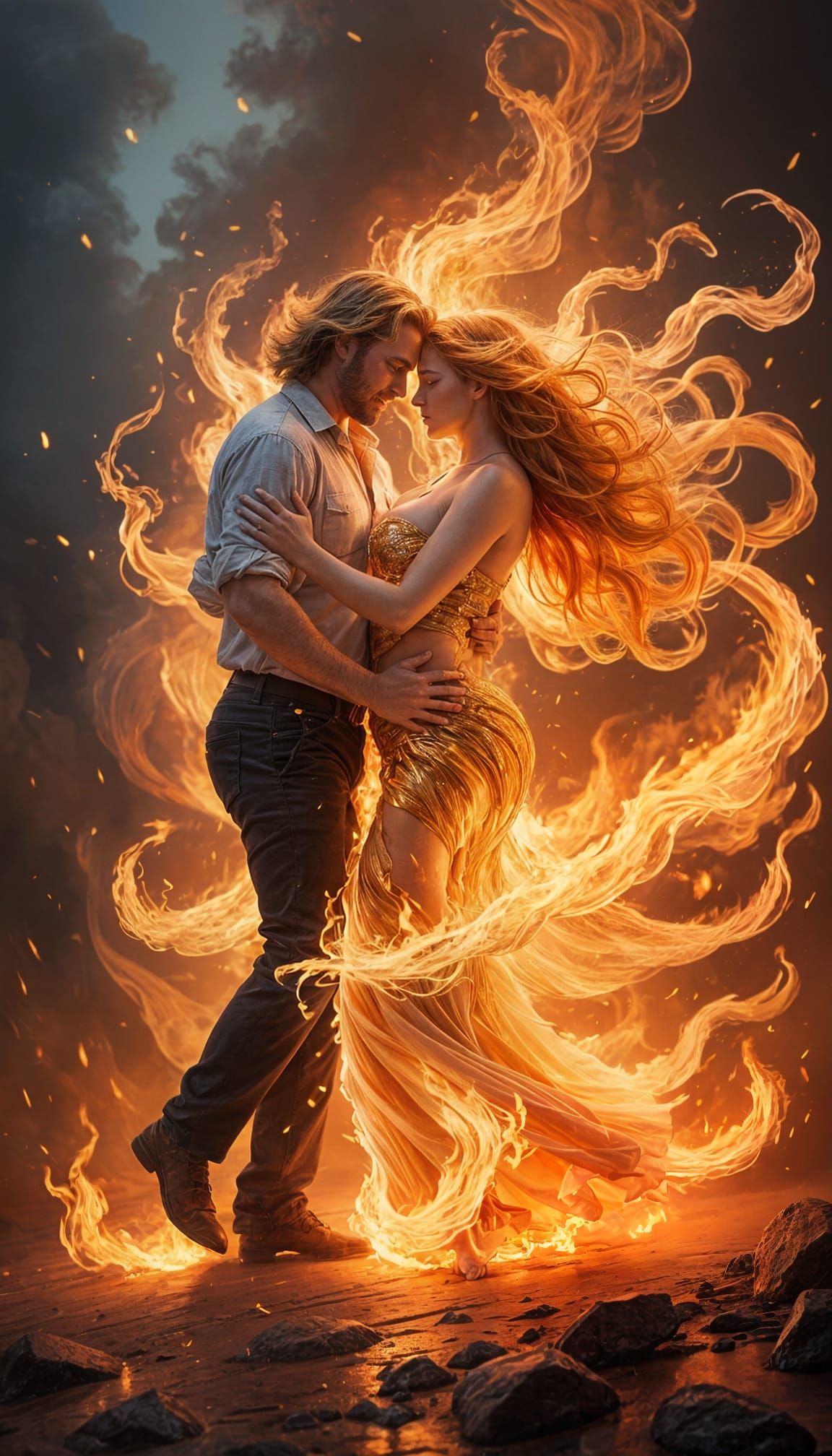 Flaming Figures Dance in Desert Heatwave