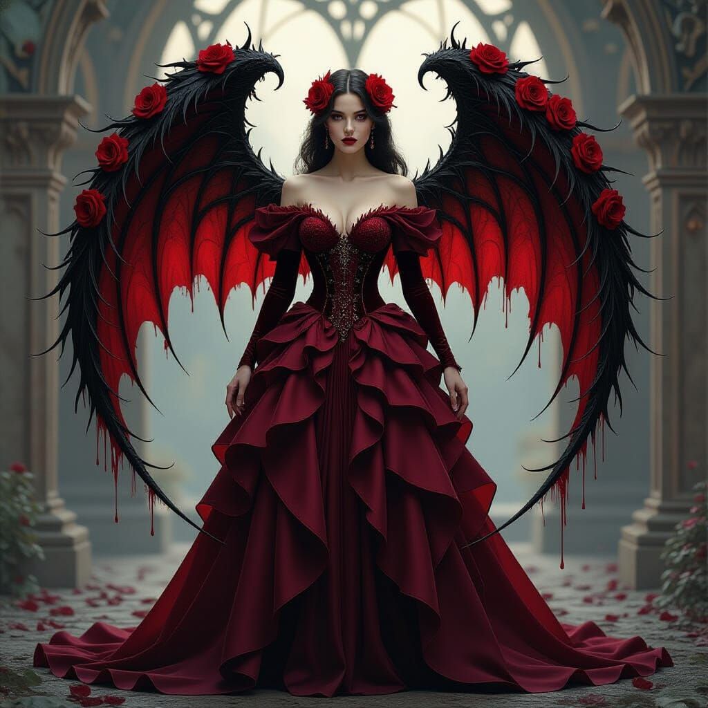 Vampiric Rose Princess in Art Nouveau Style