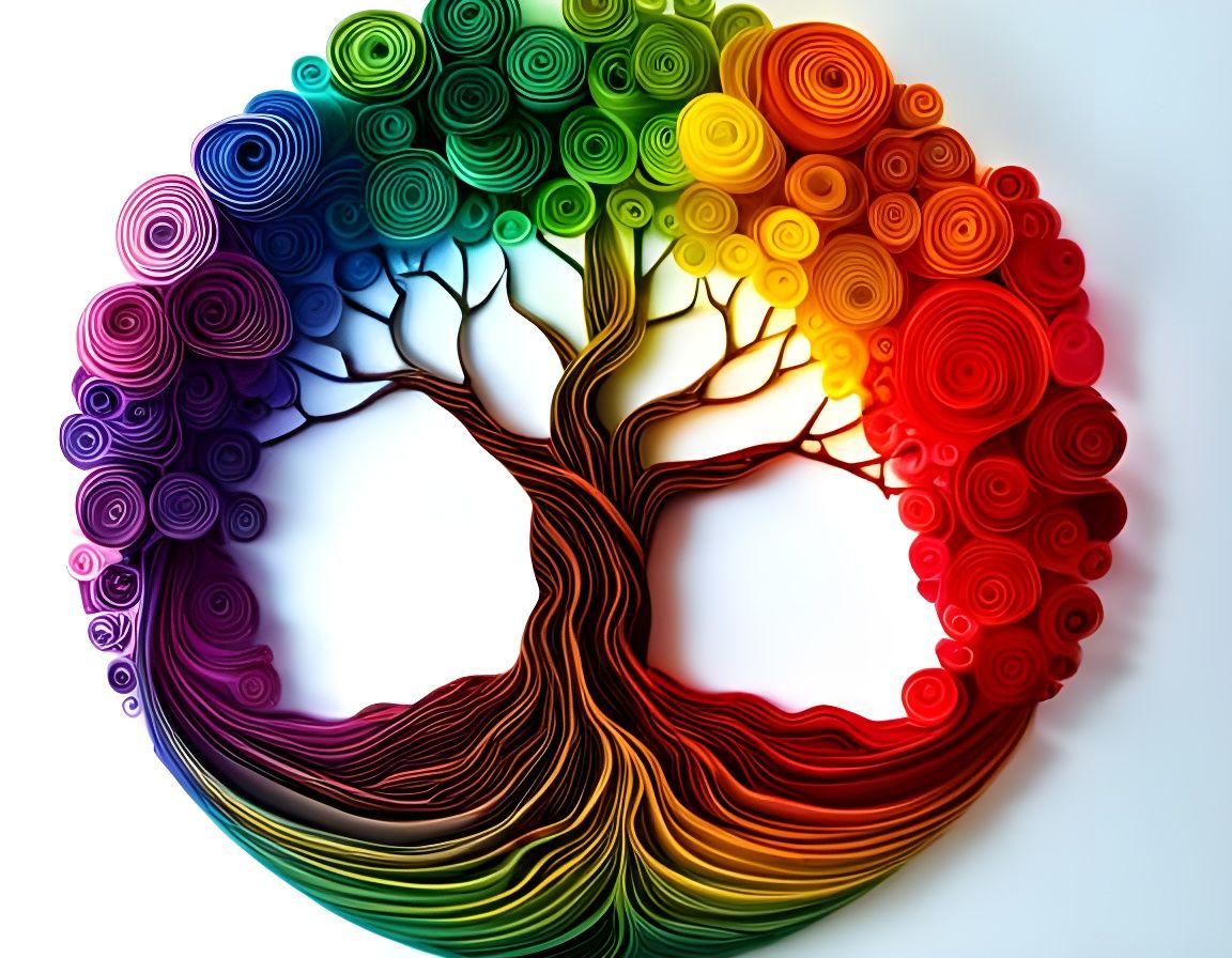 Rainbow Tree of Life - Paper Sculpture Art