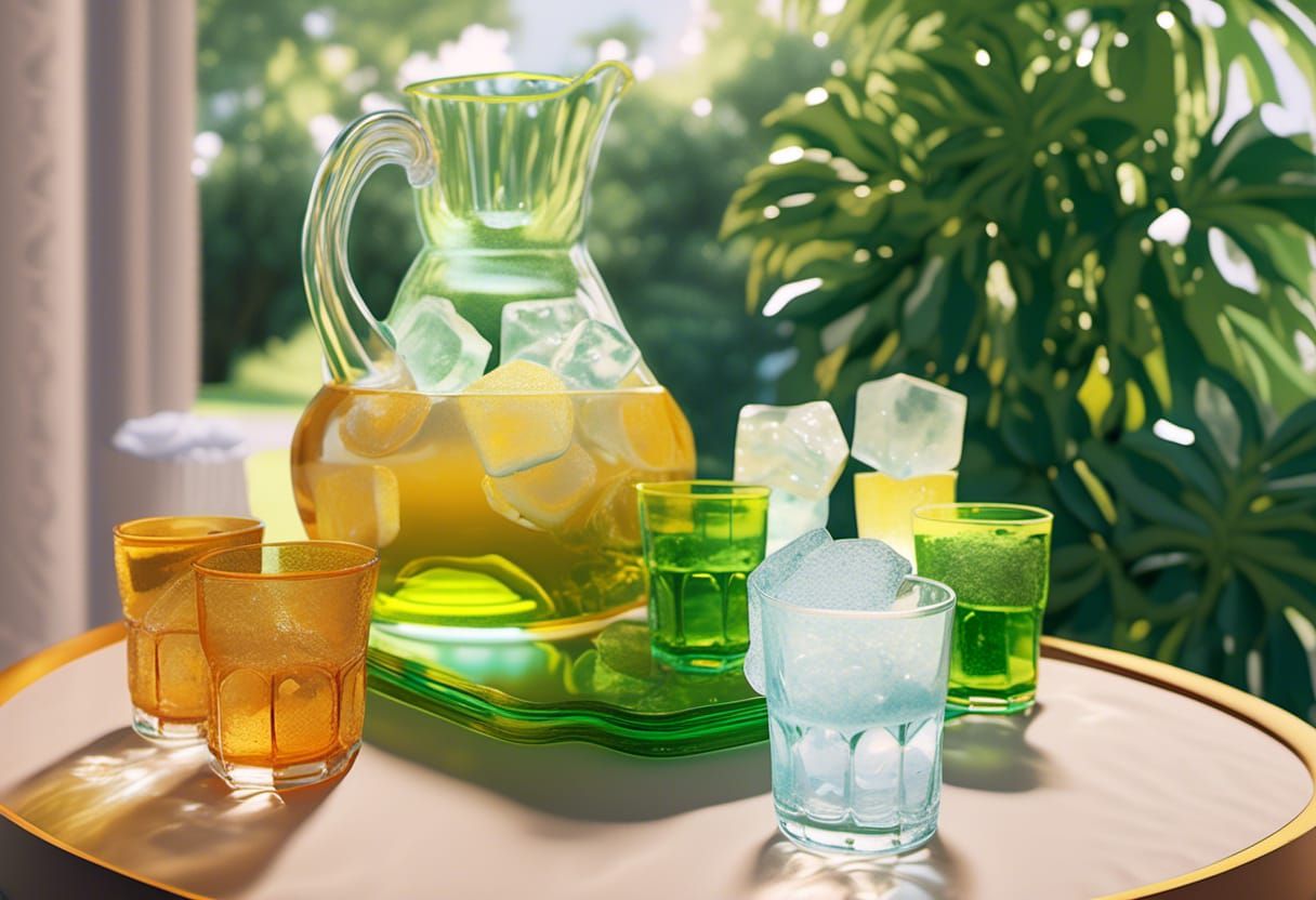 Glowing Lemonade Pitcher in Hyperrealistic 4K