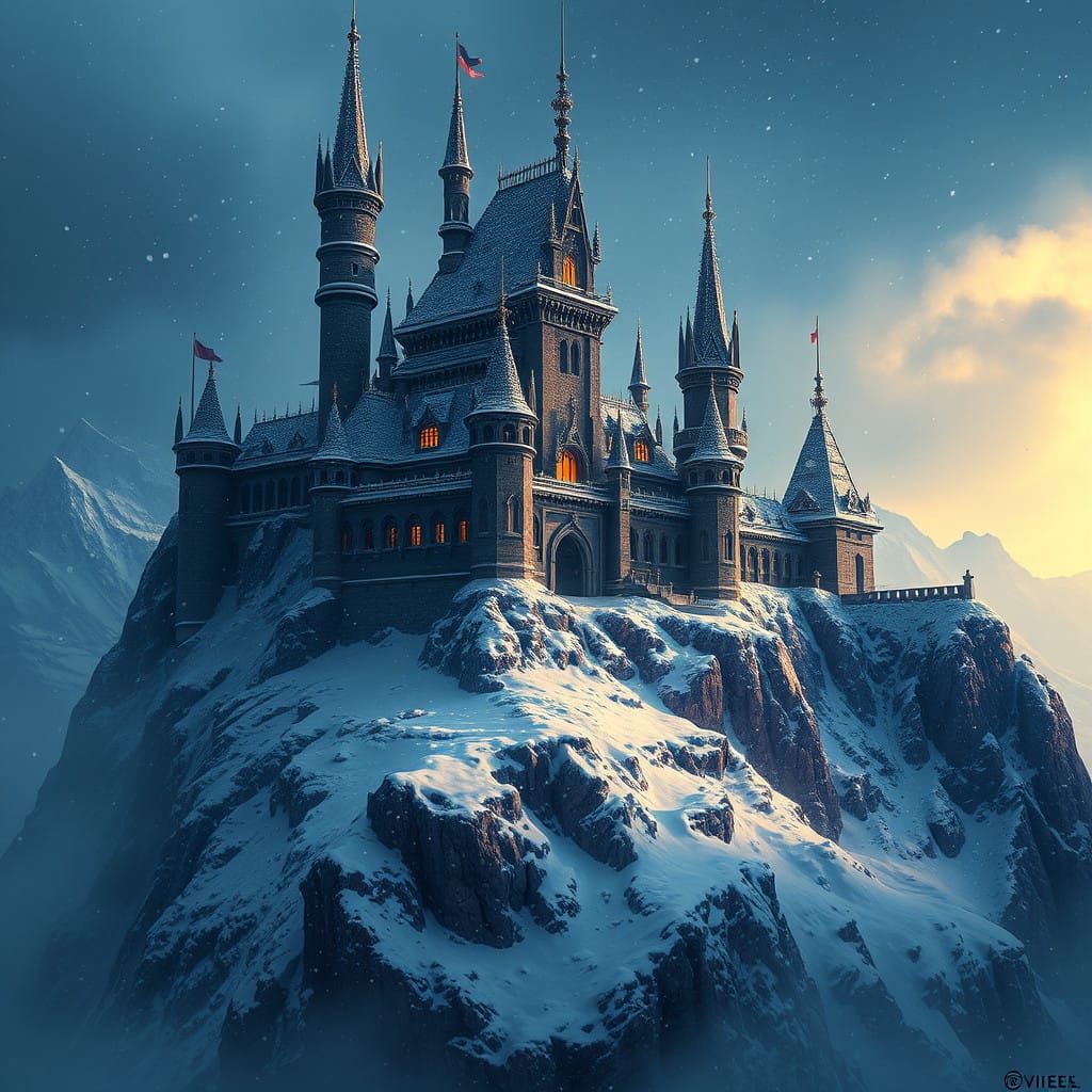 Majestic Dark Castle in a Fantastical Matte Painting Style