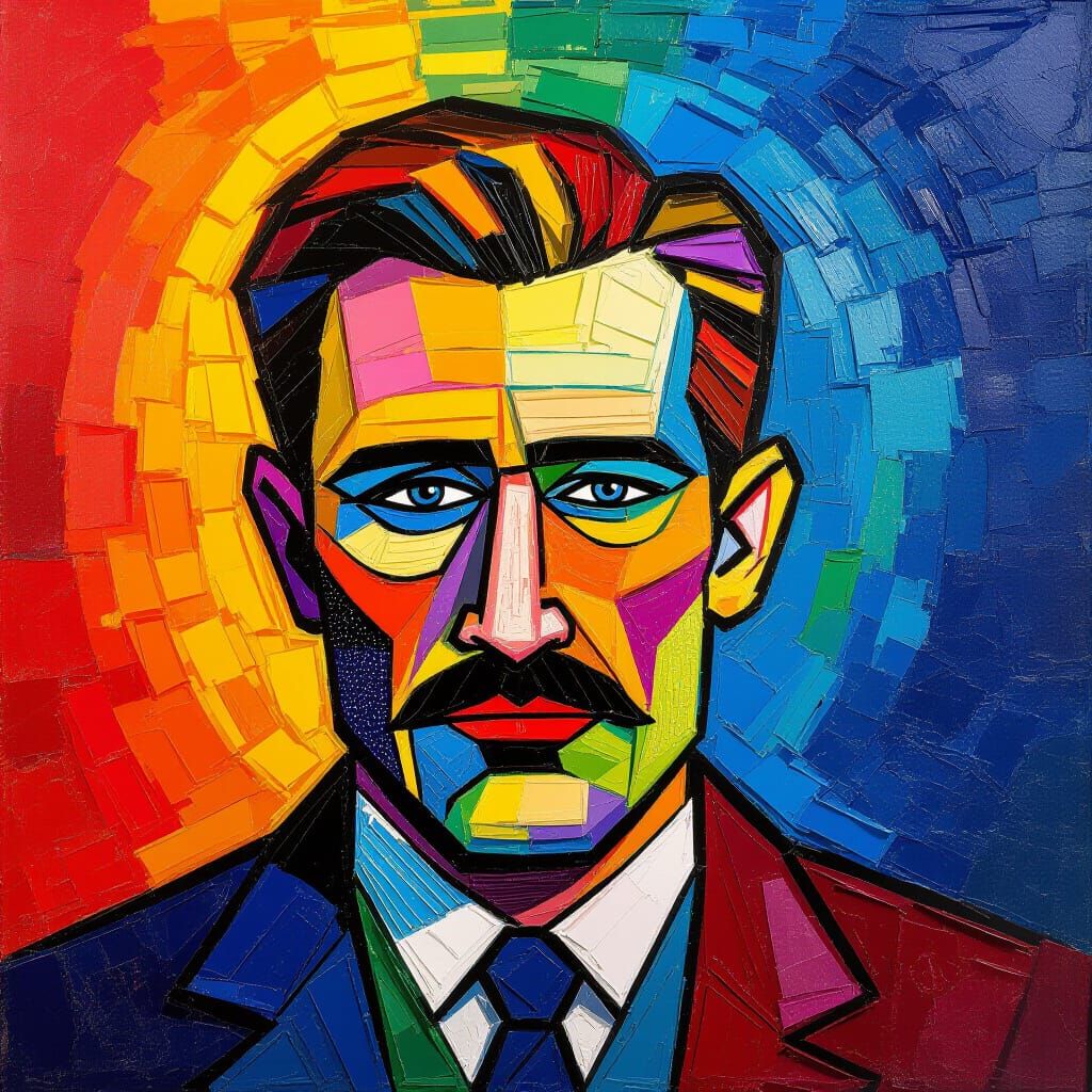 Famous Person Portrait Made From Colorful Crayon Shavings