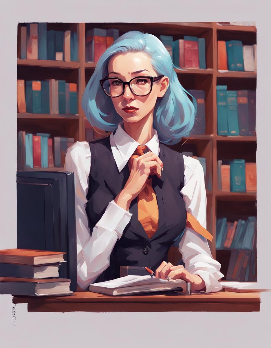 Strict Librarian Secretary in D&D Style