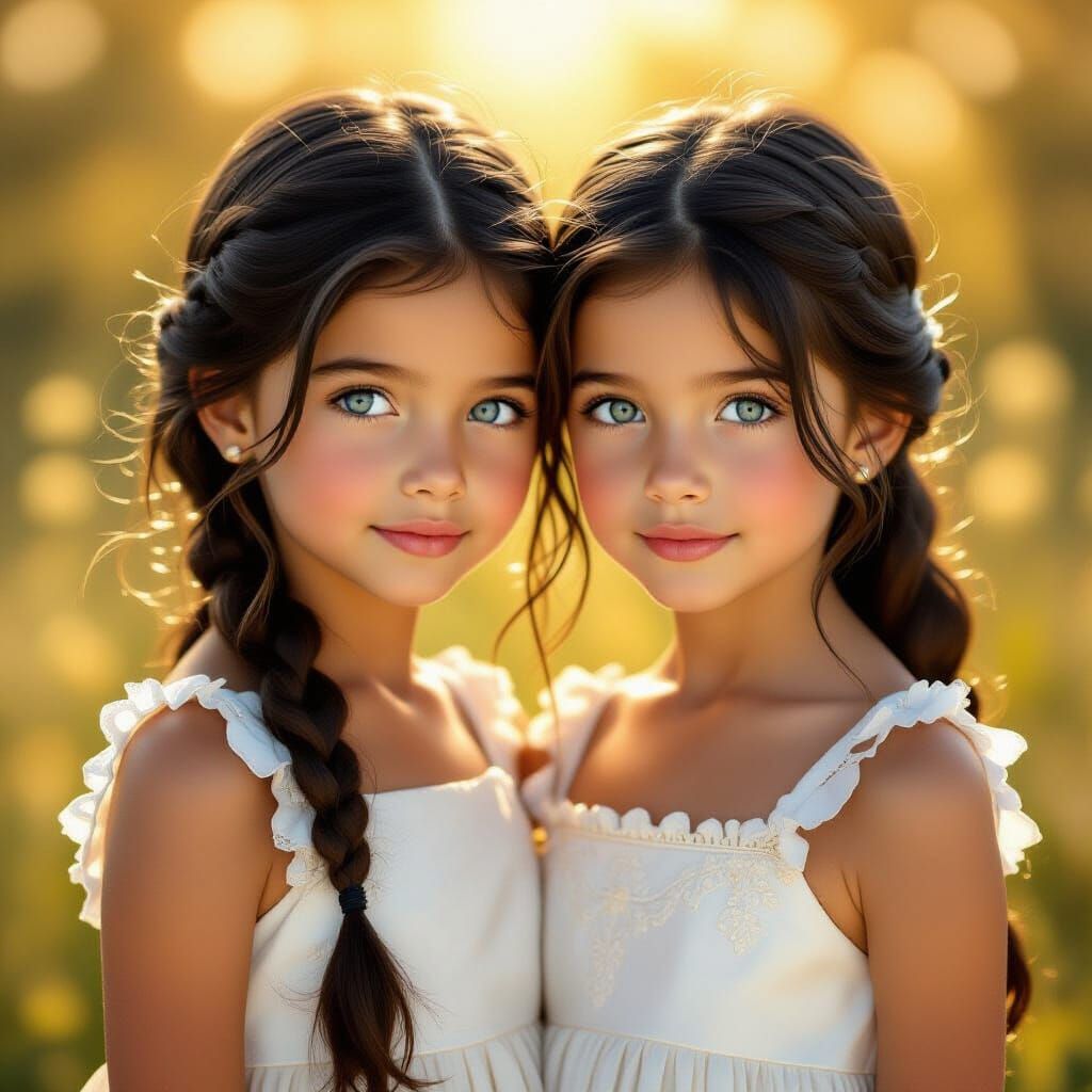 Sisters in Sunlight: A Photorealistic Portrait