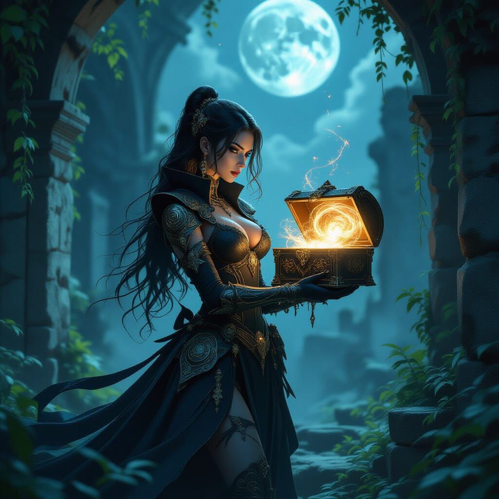 Gothic Huntress with Cosmic Treasure Chest