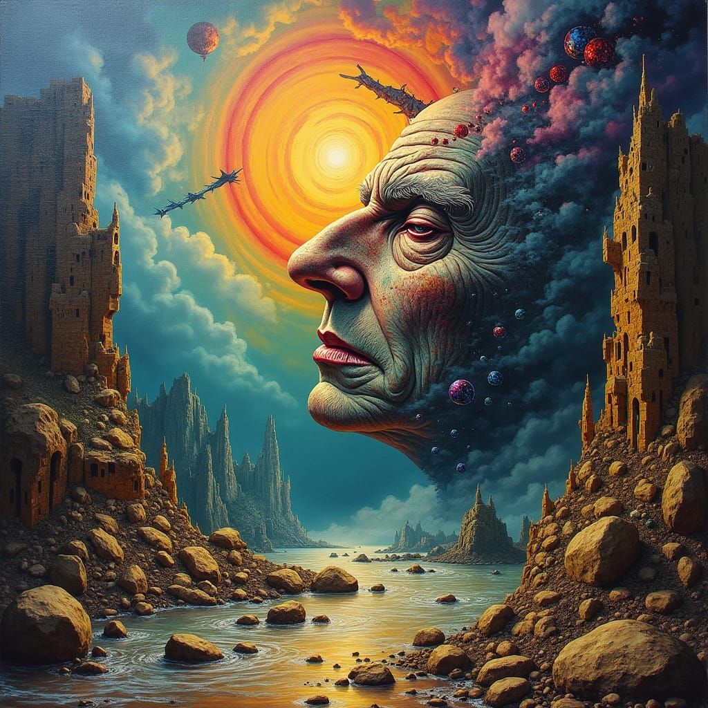 Surreal Flood Vision in Tormented Spectral Texture