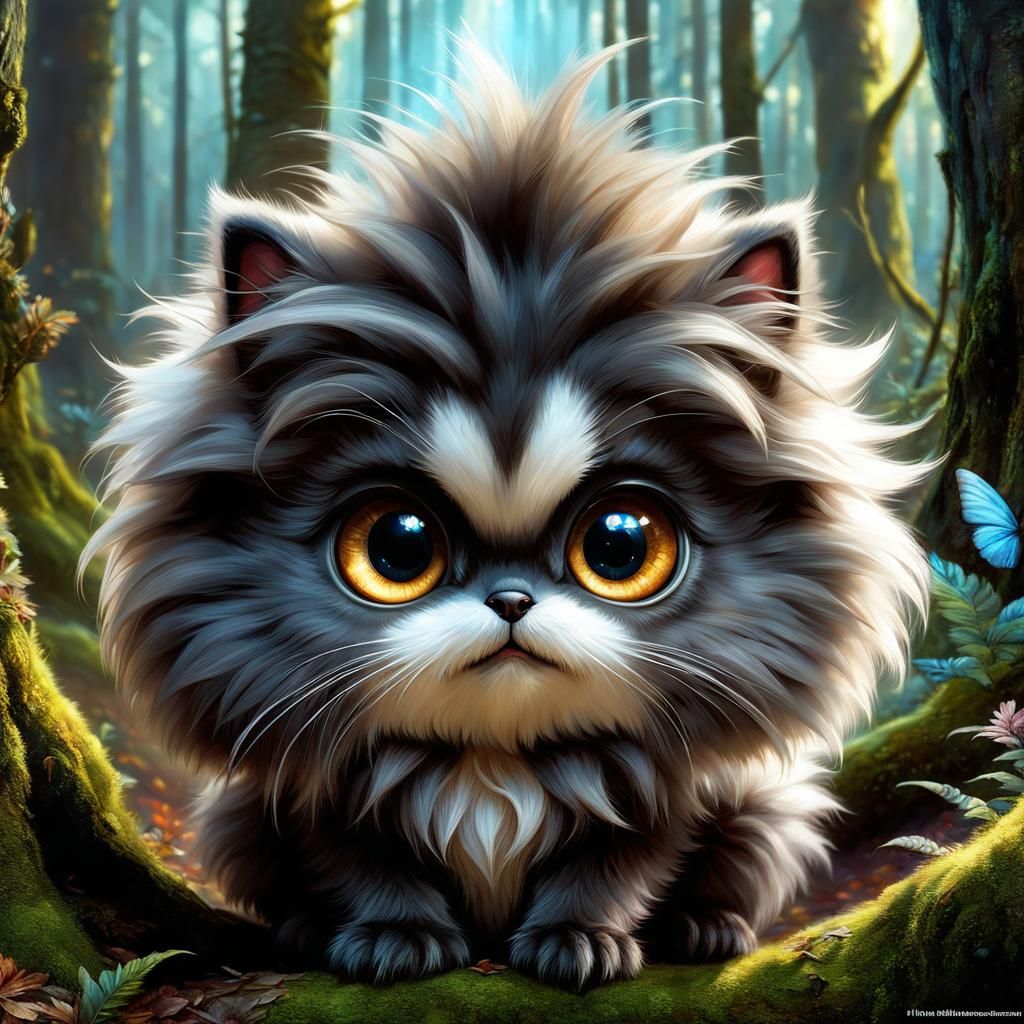 Adorable Fluffy Creature in Enchanted Forest