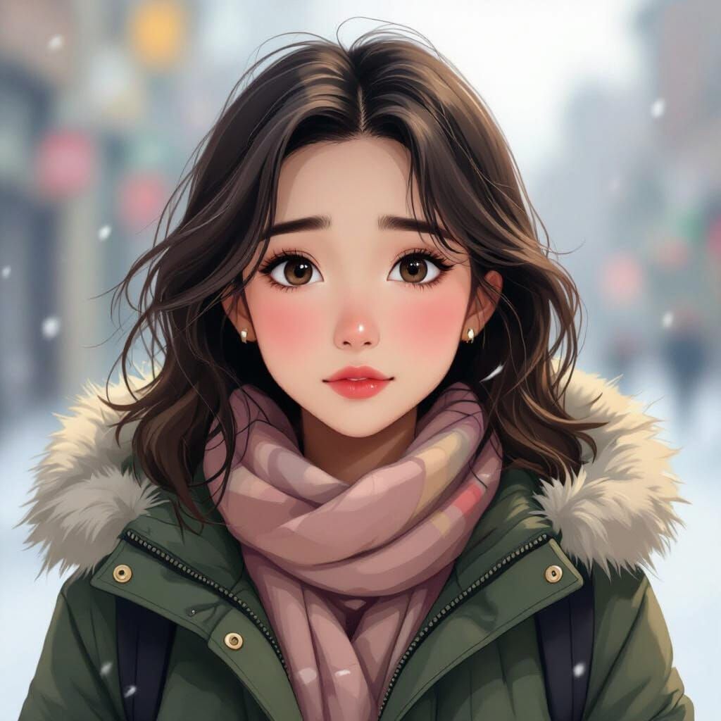 Lonely Girl in the Wind: A Digital Art Portrait