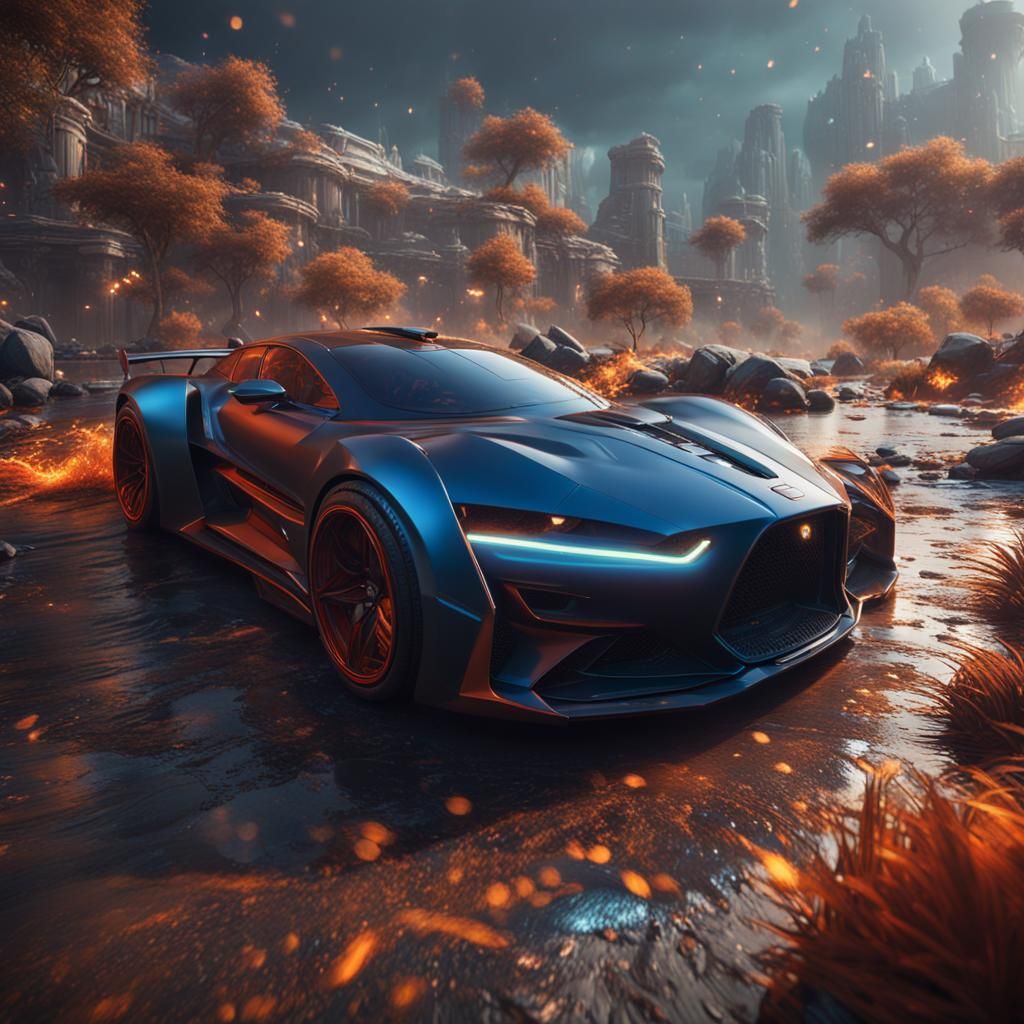 Detailed Matte Painting of a Super Car