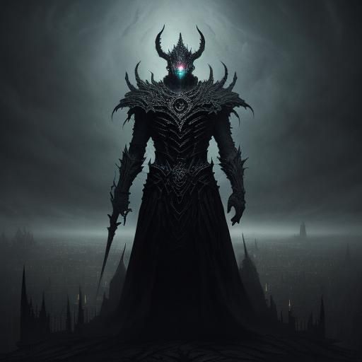 Dark Fantasy Demon Overlook in Surreal Style