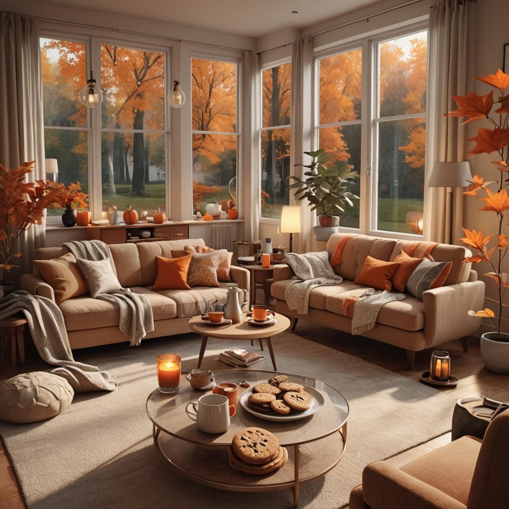 Cozy Mid-Century Modern Living Room Interior