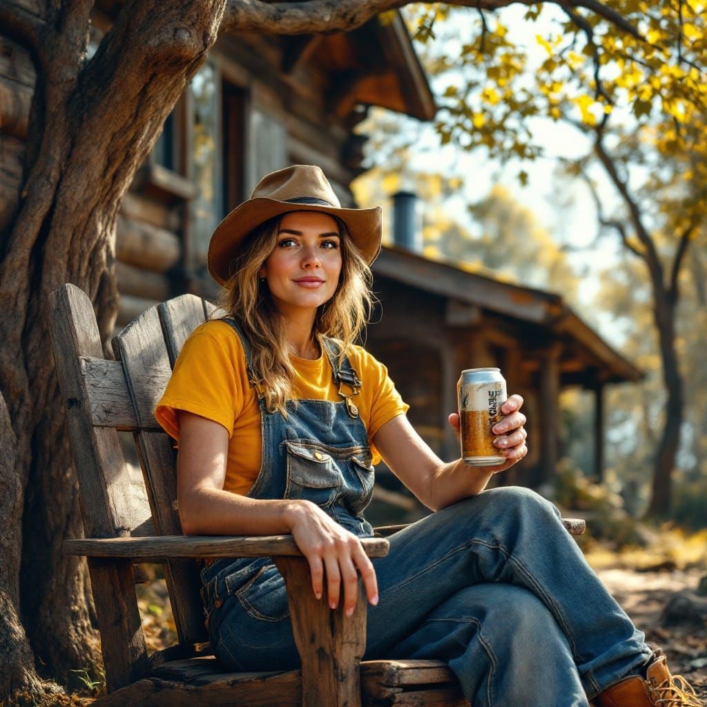 Rustic Woman Relaxing Outdoors in Wyeth Style