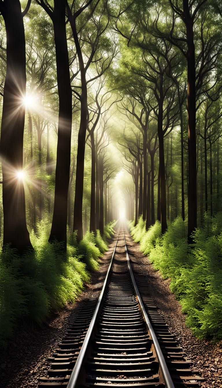 Mysterious Train Tracks Through Forest Canopy