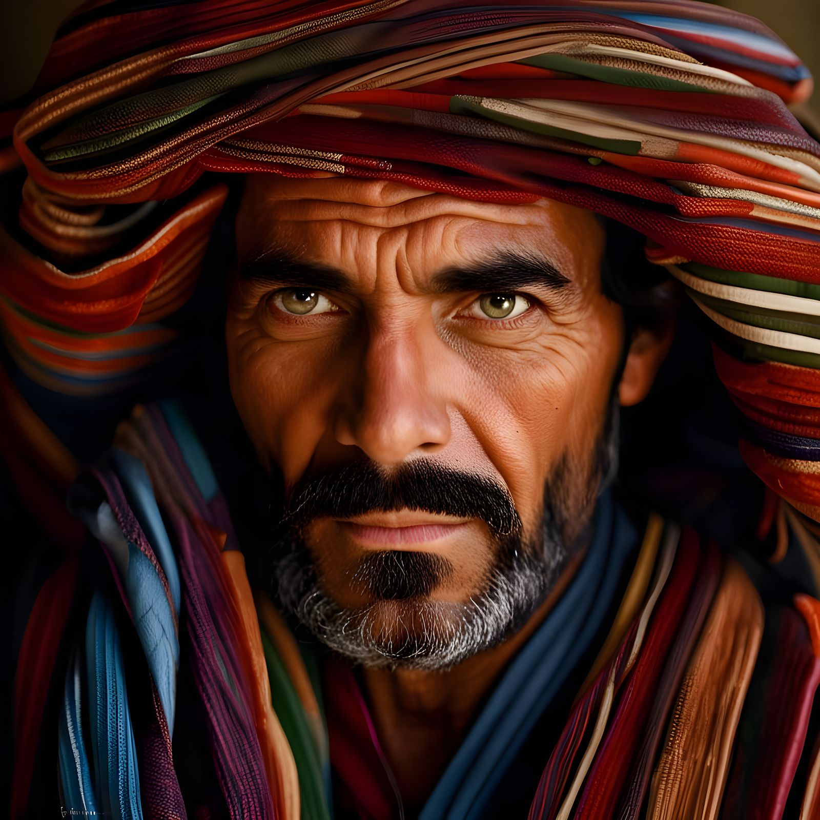 Afghani Man Portrait in Professional Photography Style