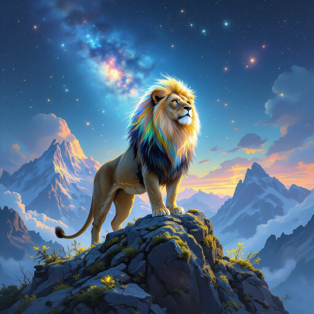 Bioluminescent Lioness on Crystal Mountain