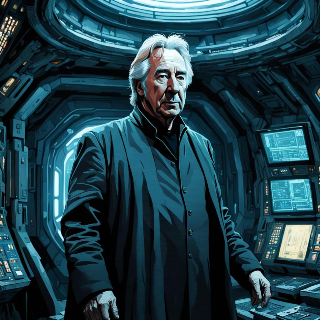 Alan Rickman as Dr Lazarus in a Futuristic Spaceship, Hyperd...